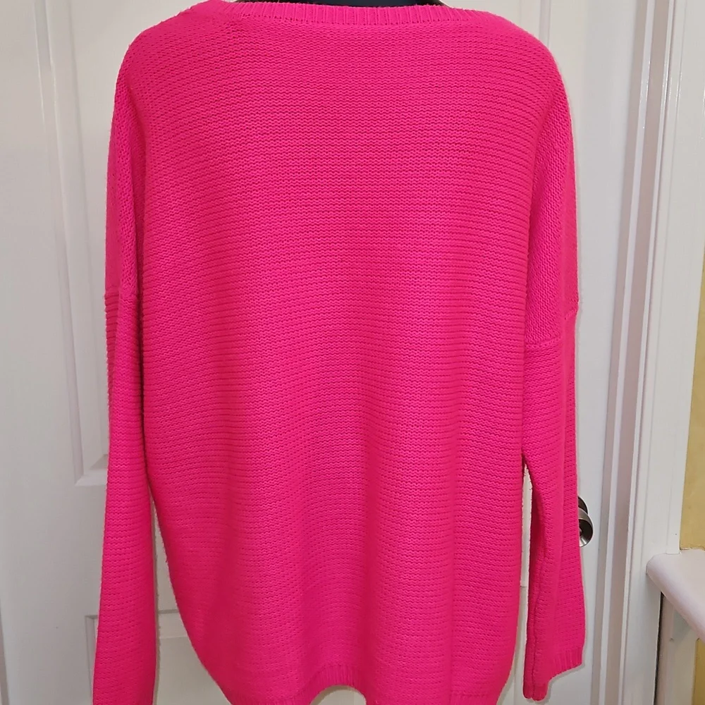 LISA & ROSE Women's Bright Pink Sweater - XL